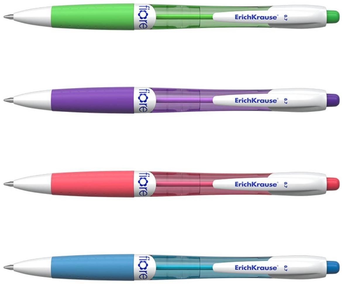 Ручка шариковая автоматическая FIORE, узел 0.7 мм, чернила синие, резиновый упор, длина линии письма 1000 метров, микс