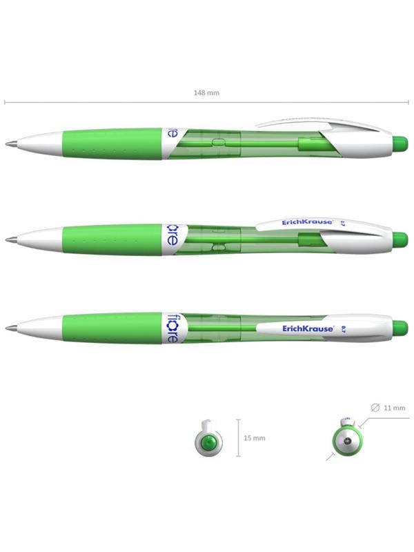 Ручка шариковая автоматическая FIORE, узел 0.7 мм, чернила синие, резиновый упор, длина линии письма 1000 метров, микс