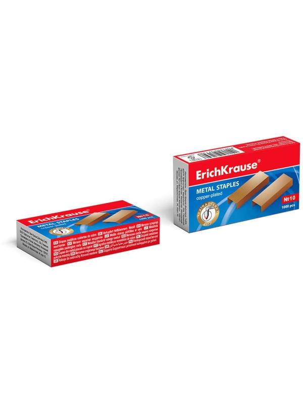 Скобы для степлера ErichKrause № 10, омедненные, 1000 штук