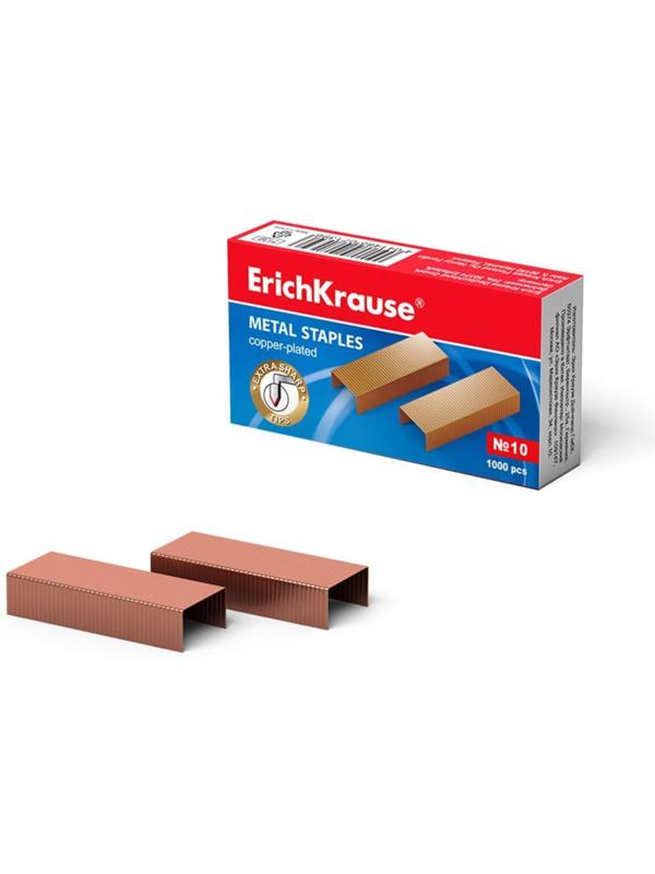 Скобы для степлера ErichKrause № 10, омедненные, 1000 штук
