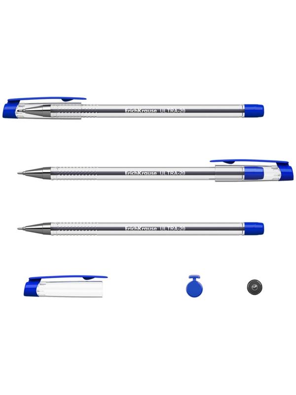 Ручка шариковая ErichKrause ULTRA-20, узел-игла 0.7 мм, чернила синие, длина линии письма 2000 метров