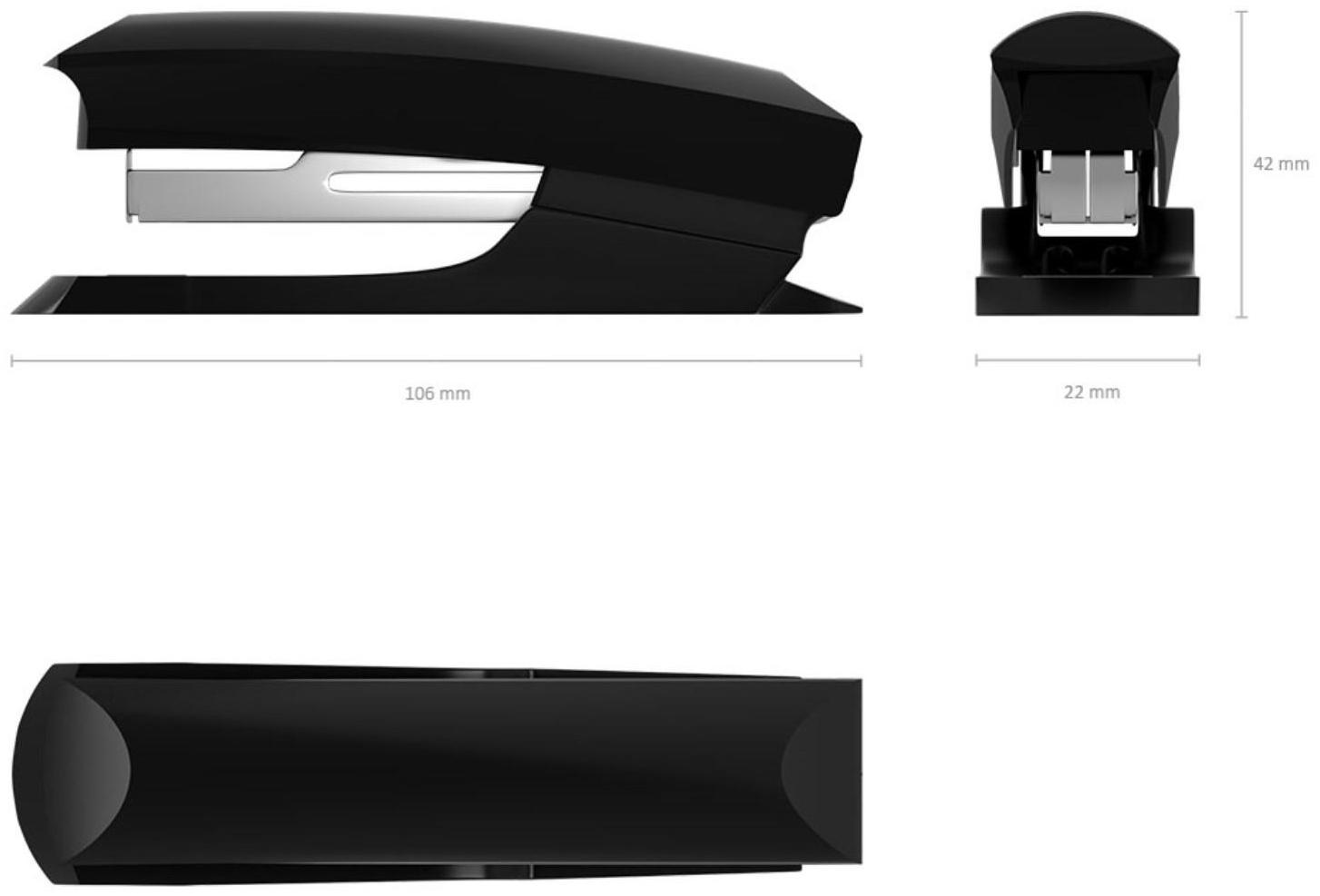 Степлер ErichKrause ECO № 10, до 20 листов, компактный, встроенный антистеплер, чёрный