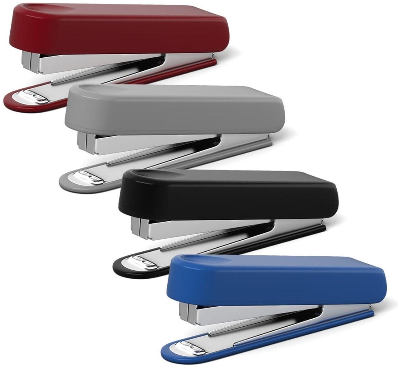 Степлер ErichKrause № 10, до 15 листов, встроенный антистеплер, вмещает до 50 скоб, глубина закладки бумаги до 51 мм, микс