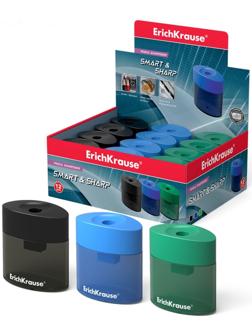 Точилка 1 отверстие Erich Krause SMART & SHARP, с контейнером, отверстие диаметром 8 мм, микс