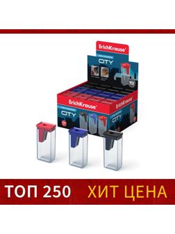 Точилка 1 отверстие ErichKrause City, с контейнером, отверстие диаметром 8 мм, микс