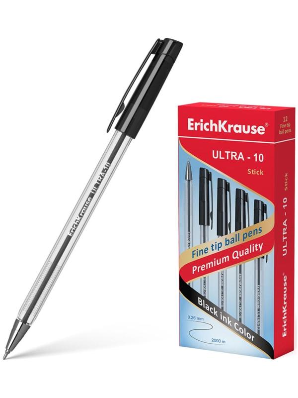 Ручка шариковая Erich Krause ULTRA-10, узел-игла 0.7 мм, толщина линии 0,26 мм, чернила чёрные, длина линии письма 2000 метров