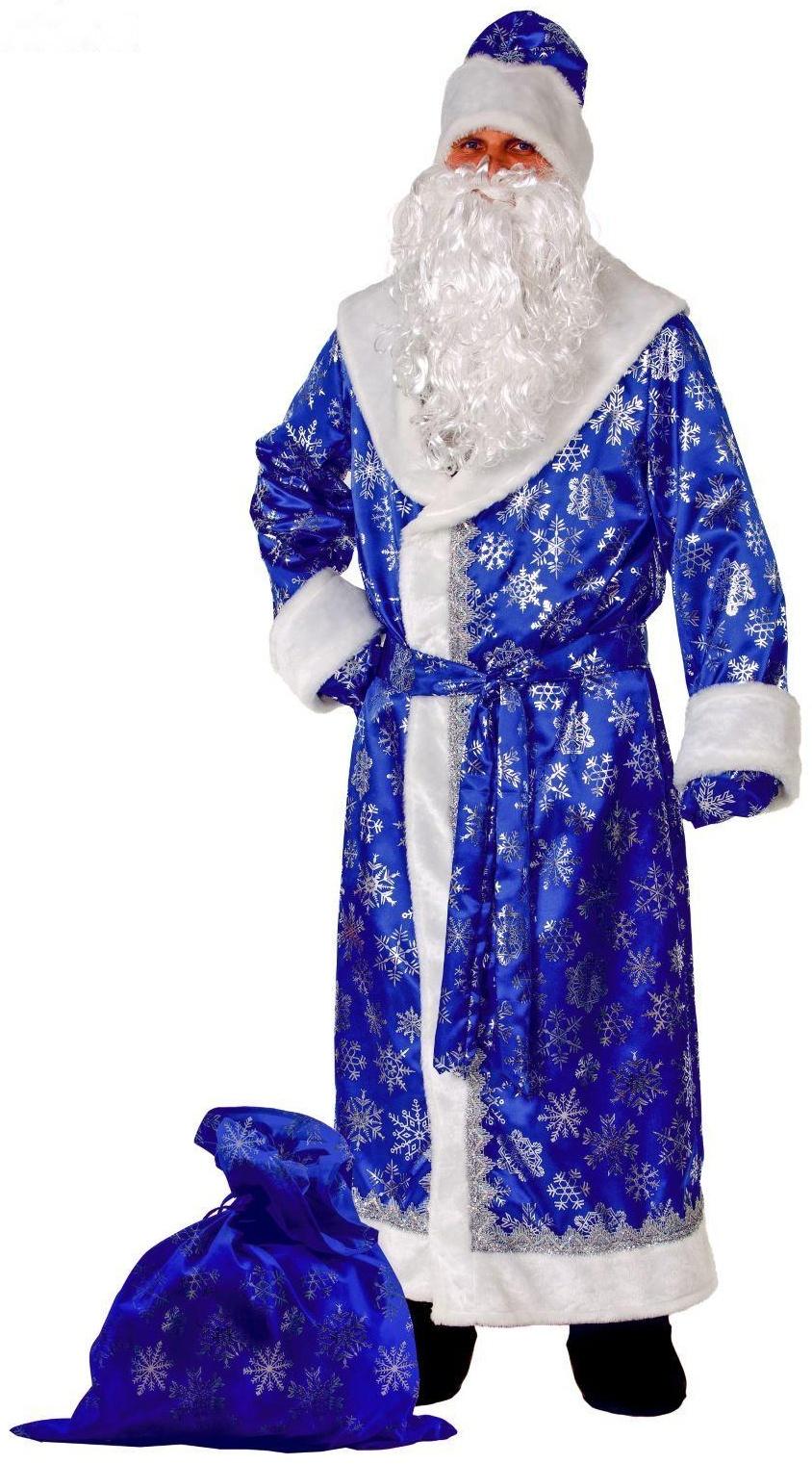 Карнавальный костюм «Дед Мороз», сатин, р. 54-56, цвет синий