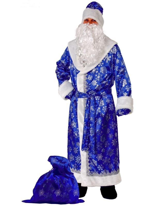 Карнавальный костюм «Дед Мороз», сатин, р. 54-56, цвет синий
