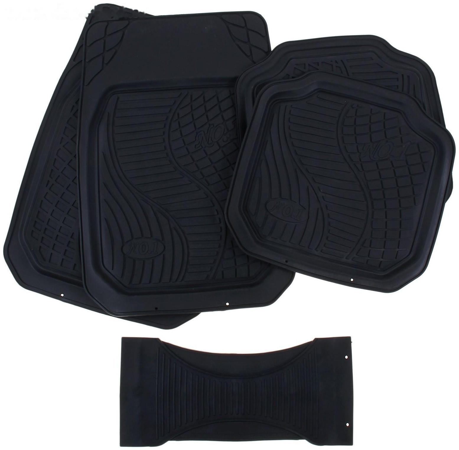 Коврики автомобильные TORSO, резина, 70х50 см, 50х49 см, черный, набор 5 шт