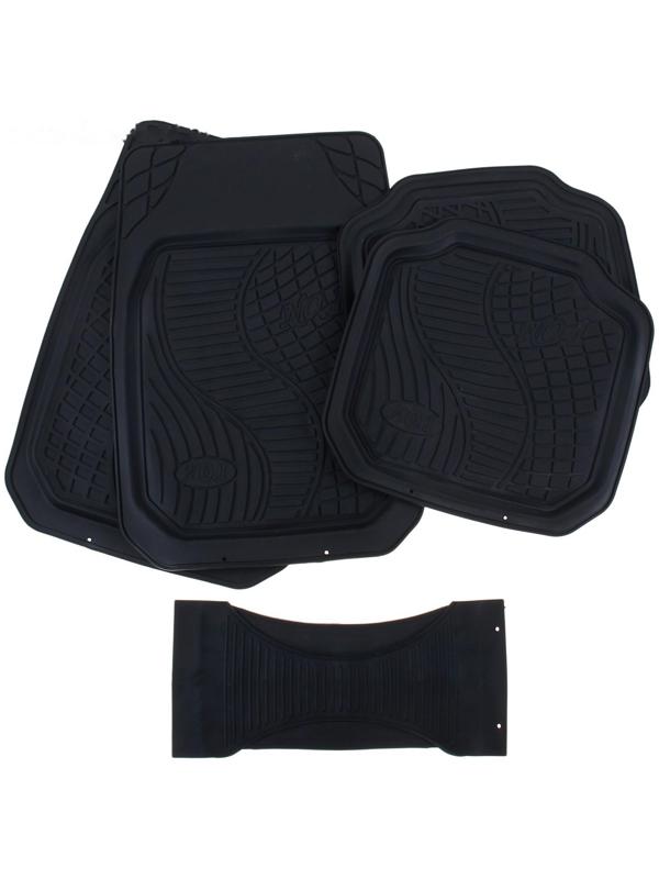 Коврики автомобильные TORSO, резина, 70х50 см, 50х49 см, черный, набор 5 шт