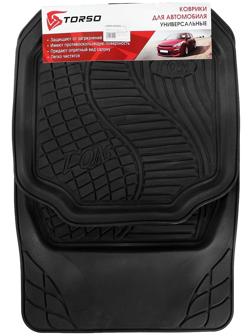 Коврики автомобильные TORSO, резина, 70х50 см, 50х49 см, черный, набор 4 шт
