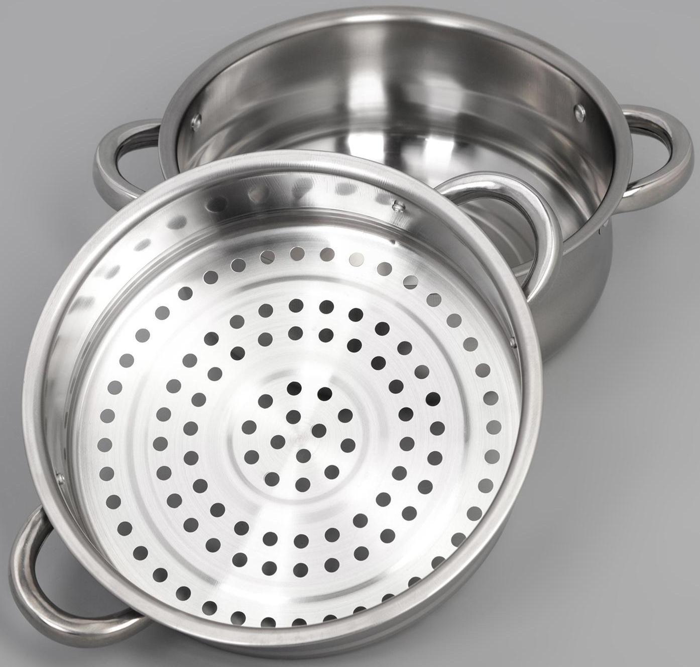 Мантоварка-пароварка из нержавеющей стали Доляна «Классика», d=24 см, 3 уровня, общий объём — 7,9 л
