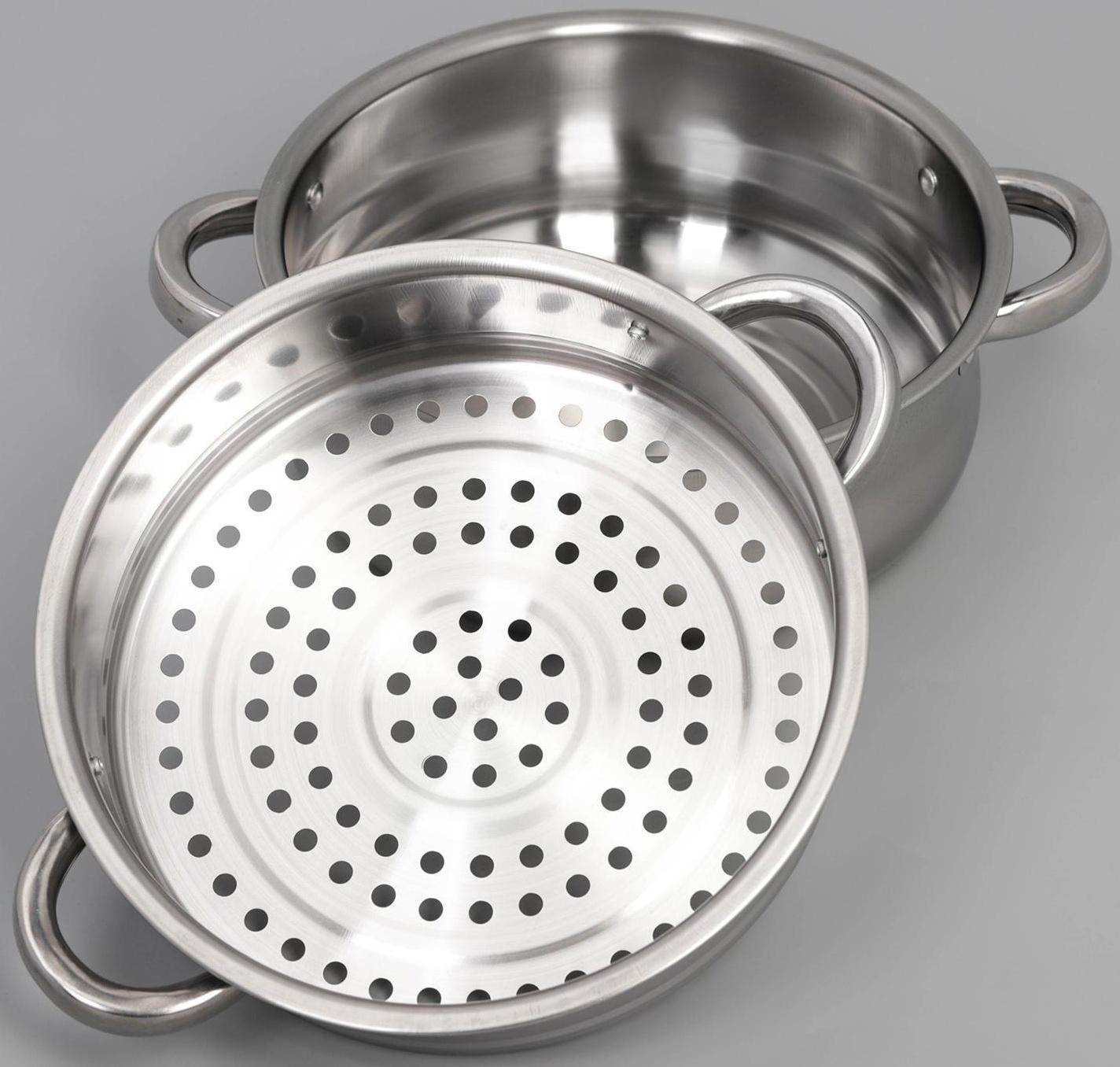 Мантоварка-пароварка из нержавеющей стали Доляна «Классика», d=24 см, 4 уровня (нижний уровень 3,6 л)