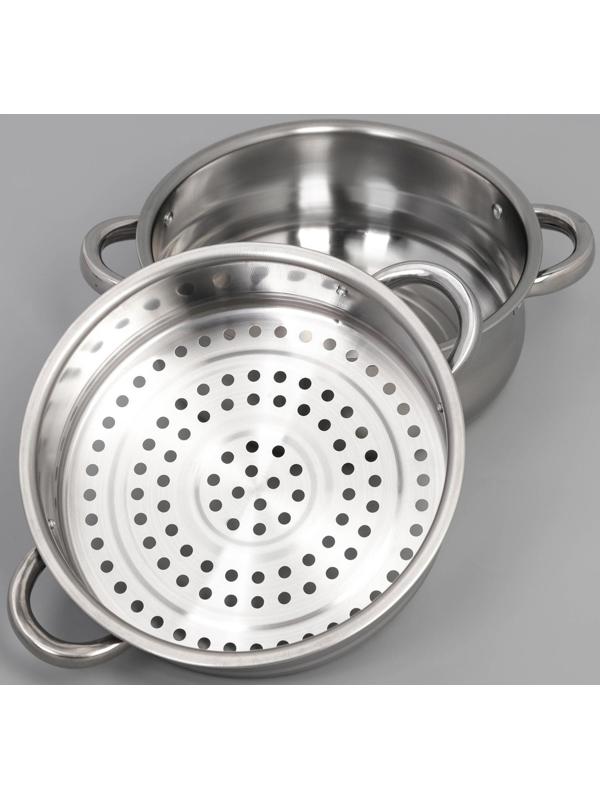 Мантоварка-пароварка из нержавеющей стали Доляна «Классика», d=24 см, 4 уровня (нижний уровень 3,6 л)