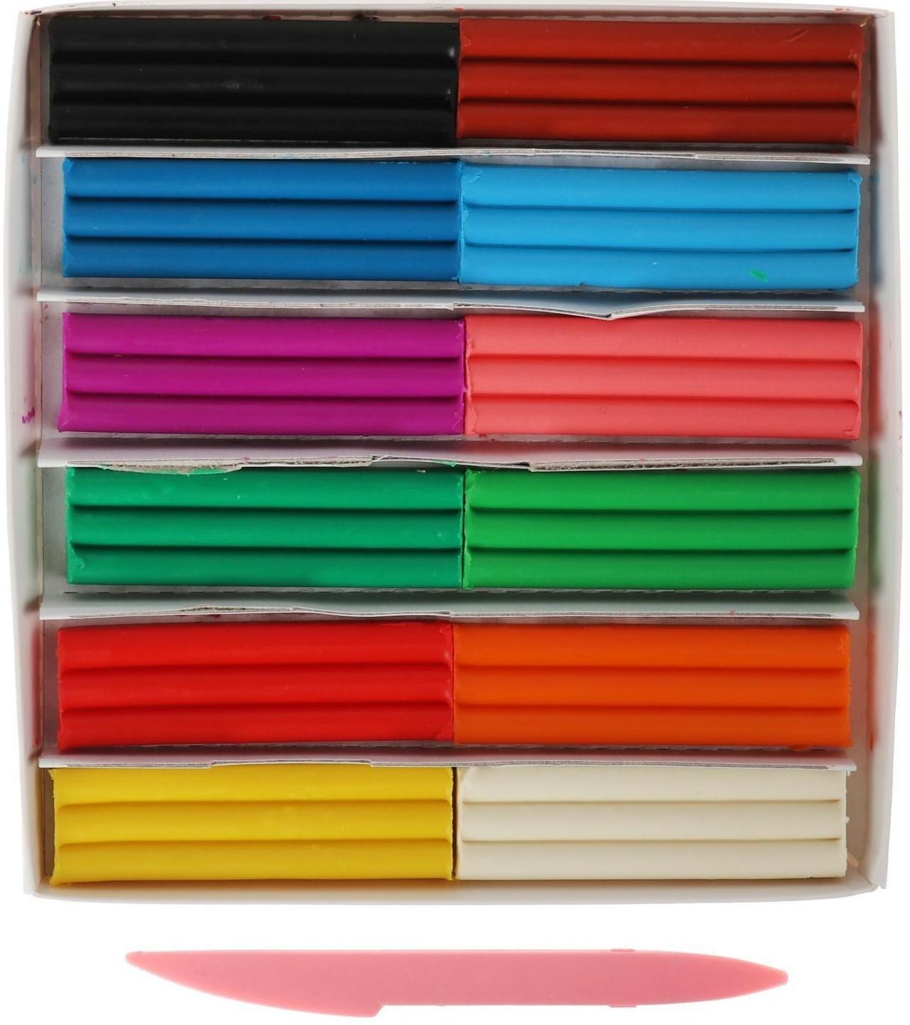 Пластилин мягкий (восковой), 12 цветов, 180 г, 