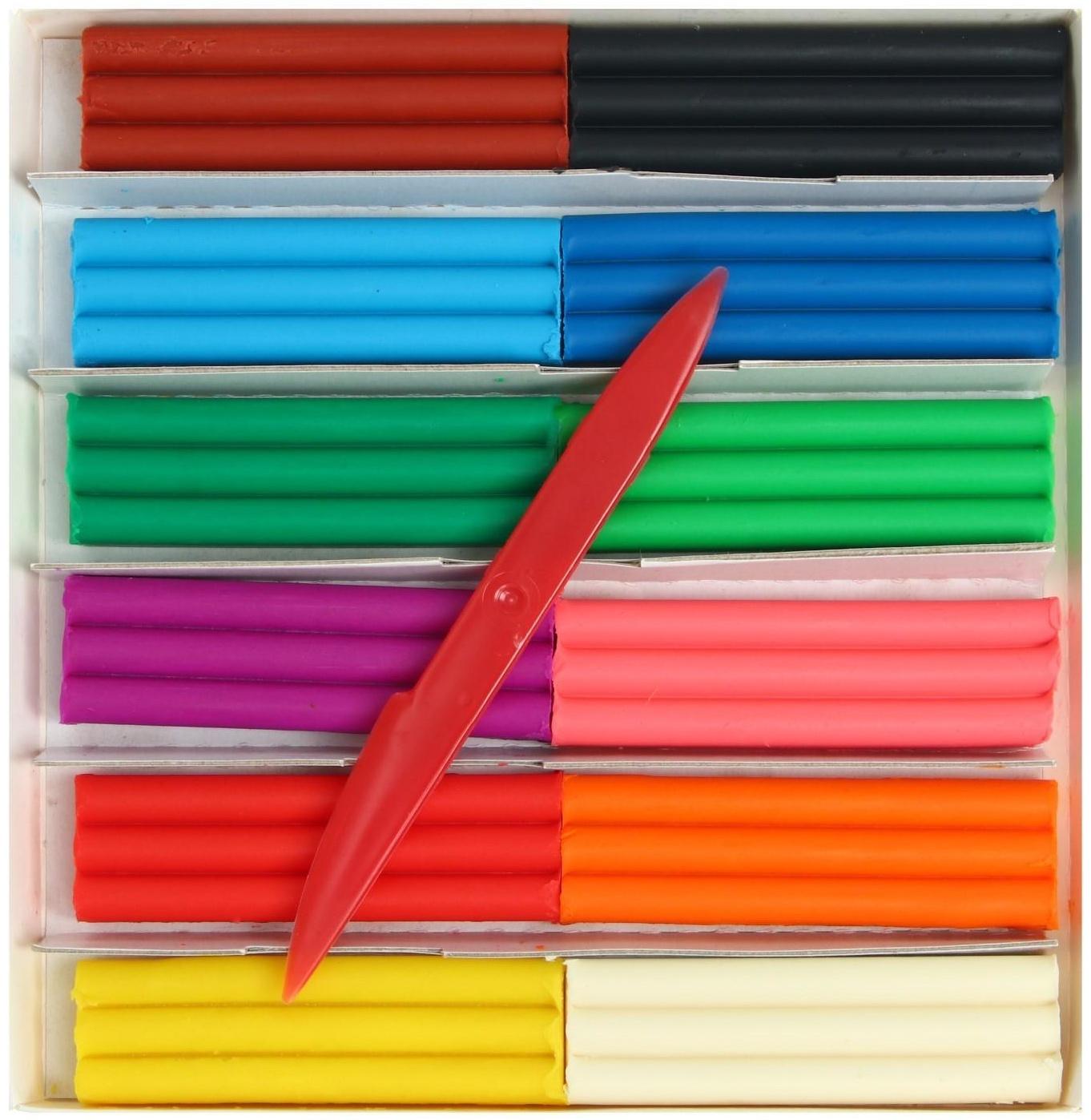 Пластилин мягкий (восковой), 12 цветов, 180 г, 