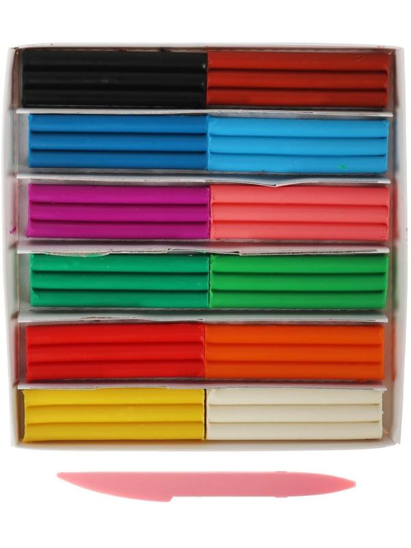 Пластилин мягкий (восковой), 12 цветов, 180 г, 