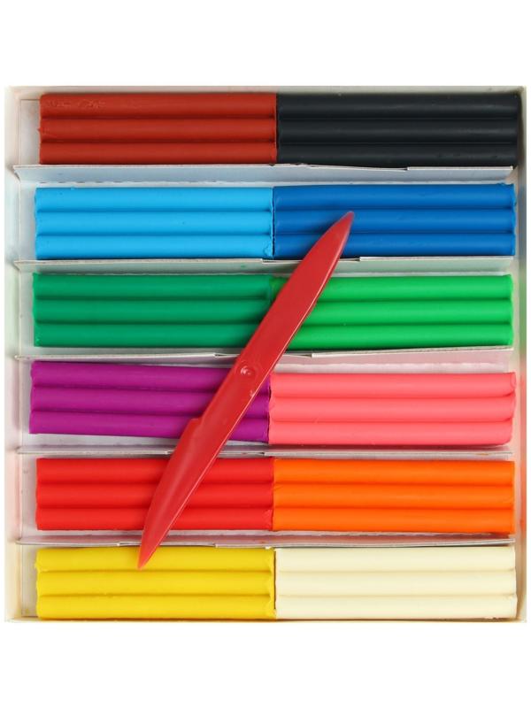 Пластилин мягкий (восковой), 12 цветов, 180 г, 