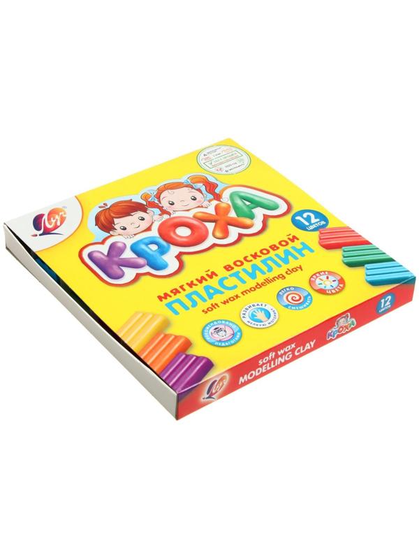 Пластилин мягкий (восковой), 12 цветов, 180 г, 