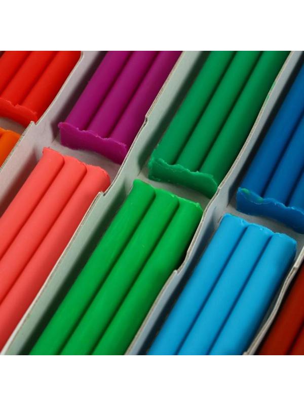 Пластилин мягкий (восковой), 12 цветов, 180 г, 