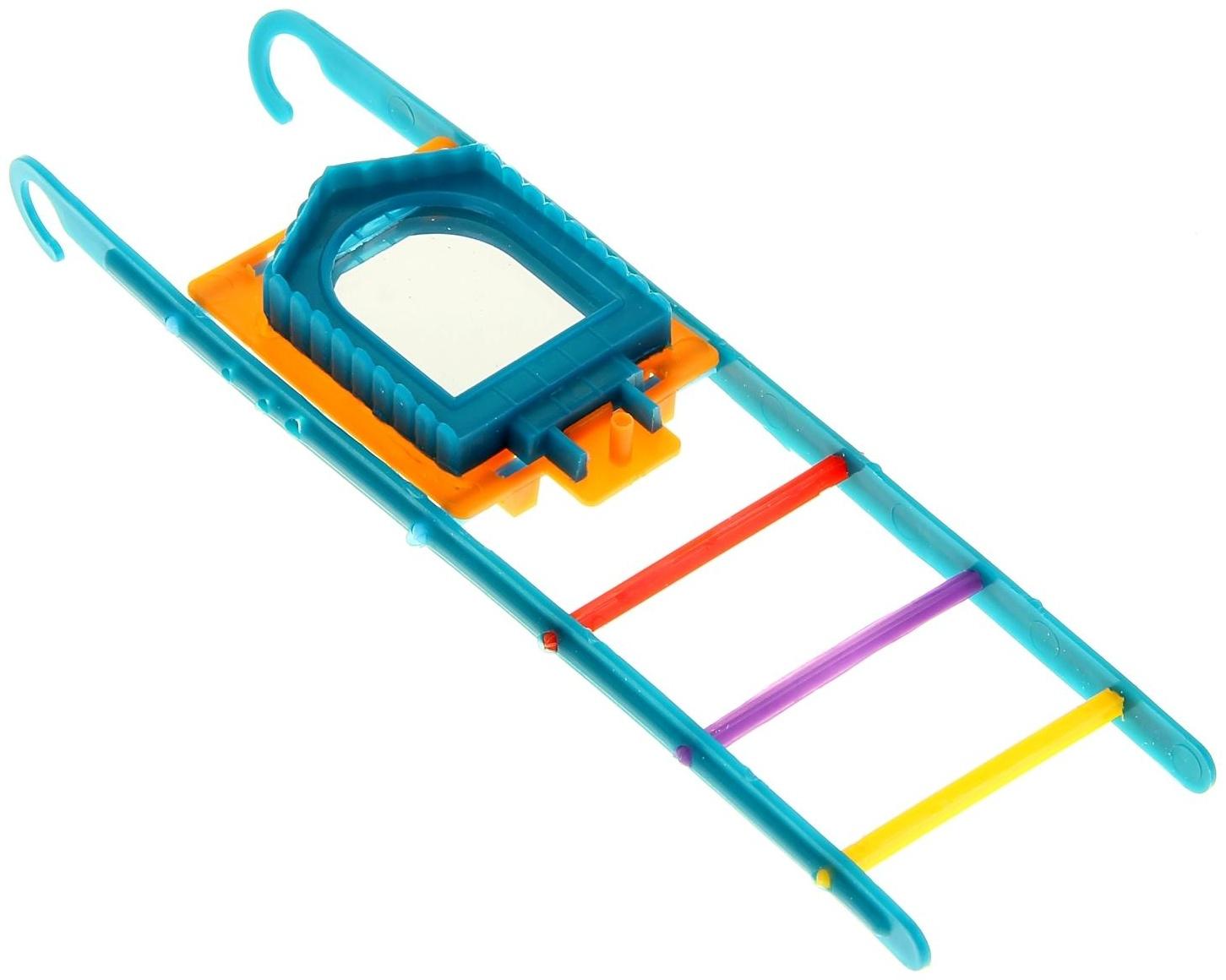 Игрушка для птиц лестница с зеркалом, микс цветов