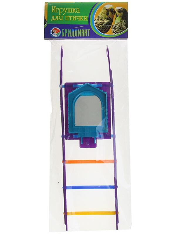 Игрушка для птиц лестница с зеркалом, микс цветов
