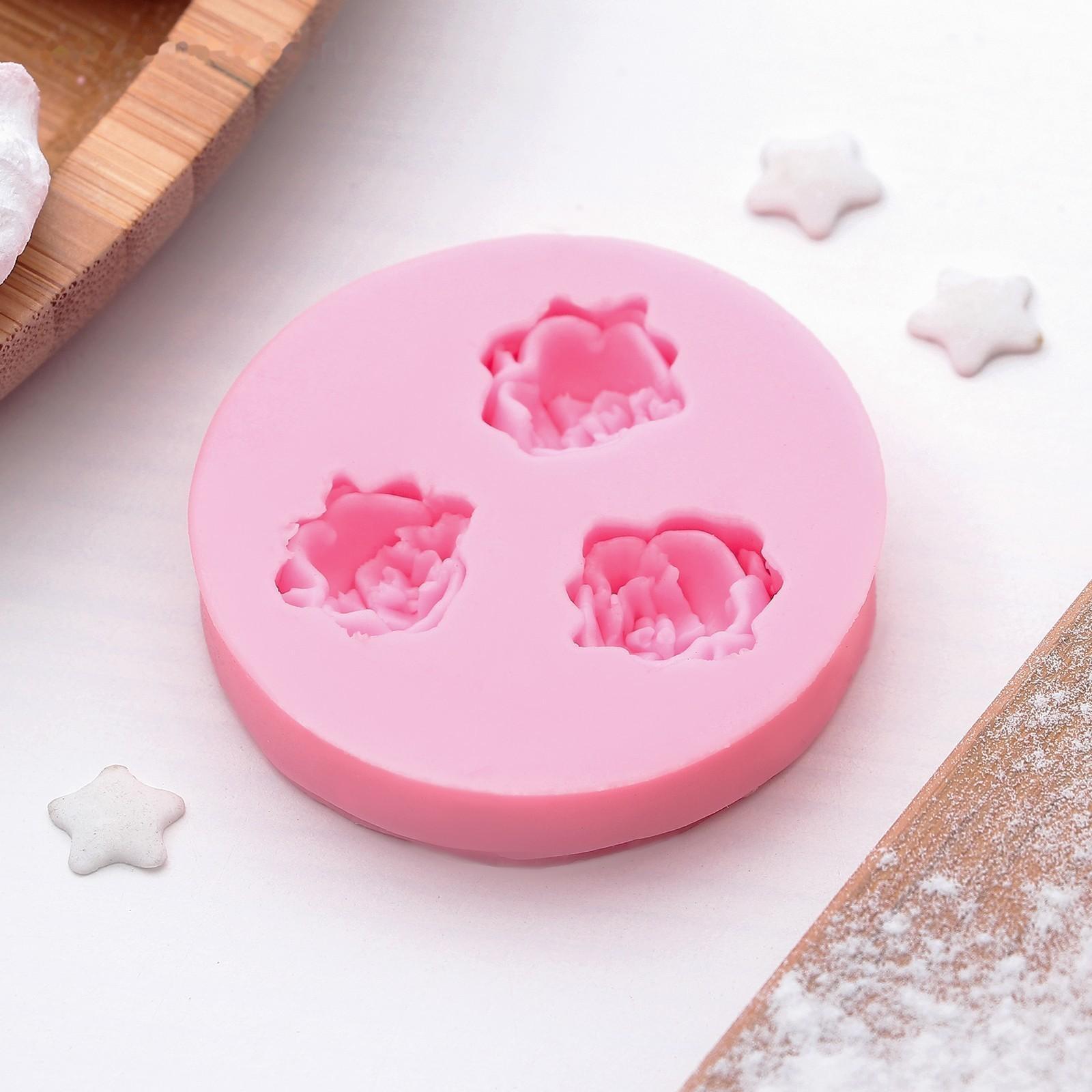 Молд «Три малых розы», 4,5 см, цвет розовый