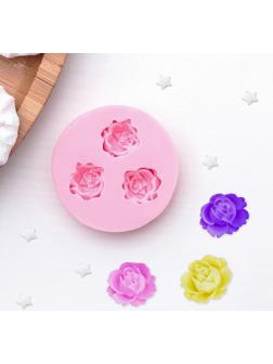 Молд «Три малых розы», 4,5 см, цвет розовый
