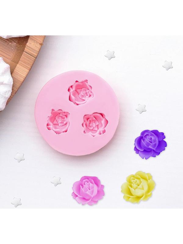 Молд «Три малых розы», 4,5 см, цвет розовый