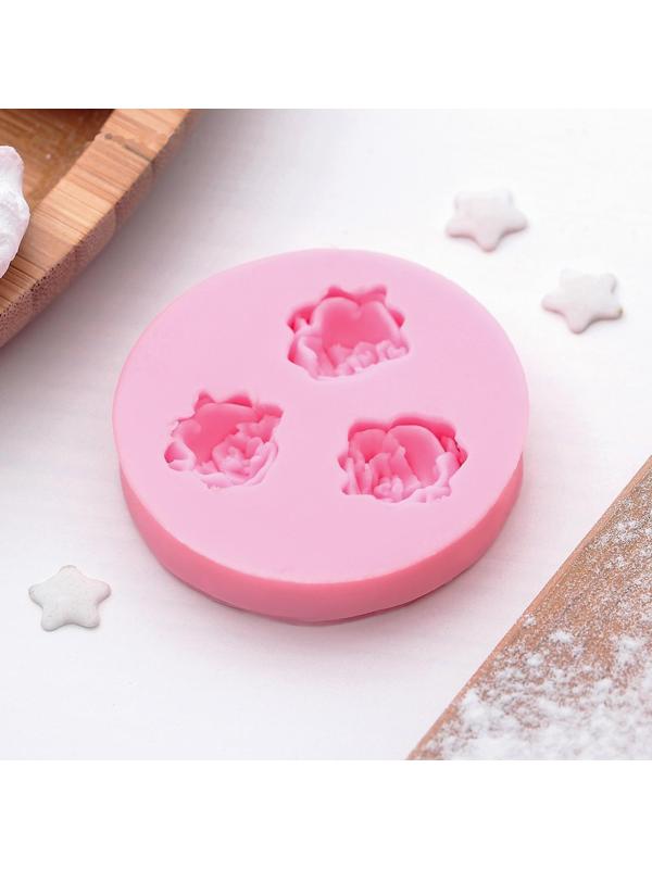 Молд «Три малых розы», 4,5 см, цвет розовый