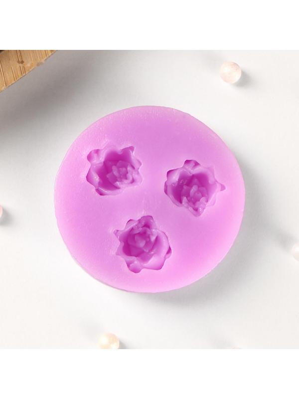 Молд «Три малых розы», 4,5 см, цвет розовый