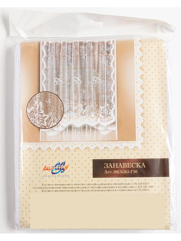 Тюль на кухню без шторной ленты, 170х200 см, цвет белый, 100% полиэстер