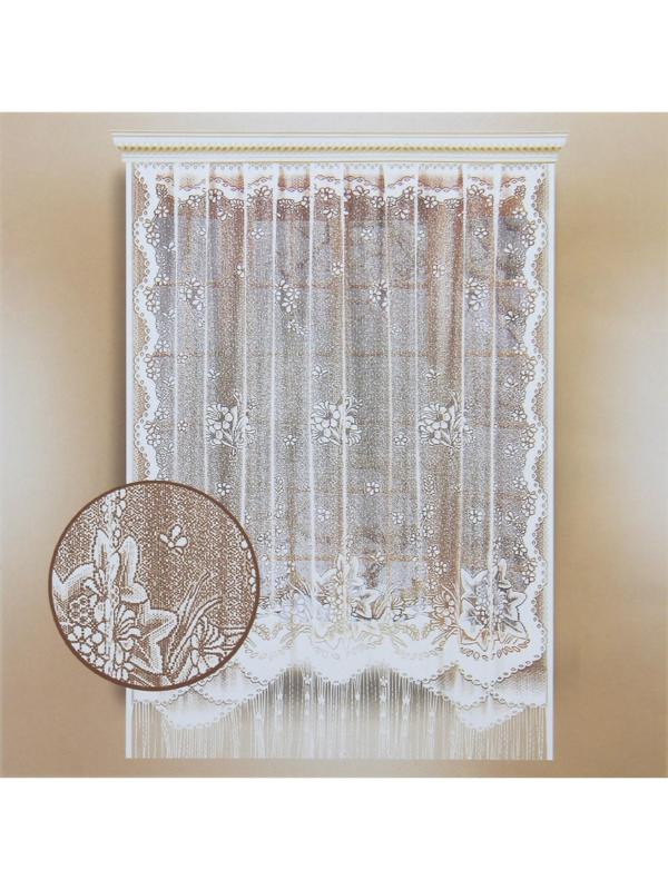 Тюль на кухню без шторной ленты, 170х200 см, цвет белый, 100% полиэстер