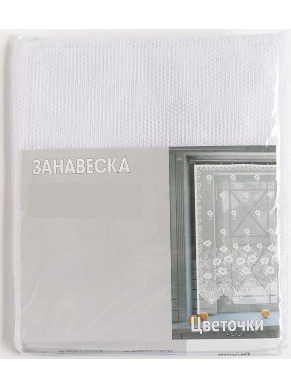 Тюль на кухню без шторной ленты, размер 170х140 см, цвет белый, 100% полиэстер