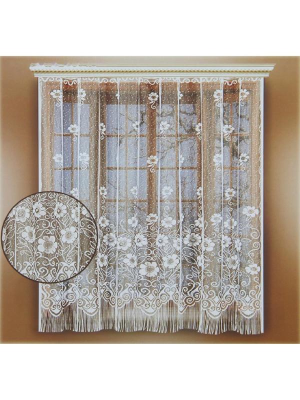 Тюль на кухню без шторной ленты, размер 170х140 см, цвет белый, 100% полиэстер