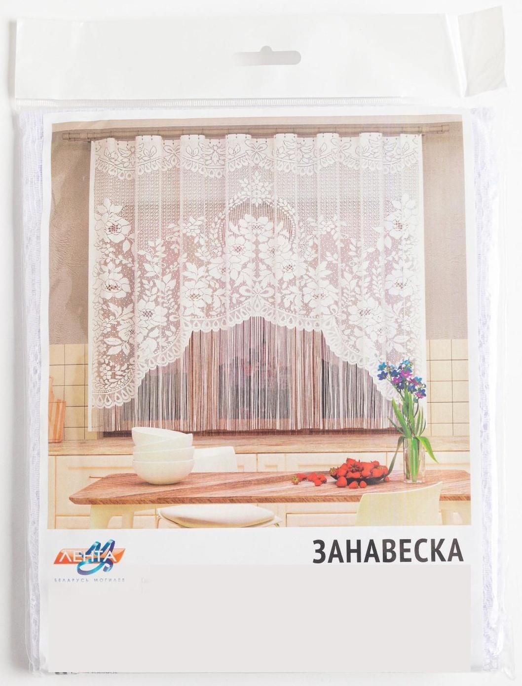 Тюль на кухню без шторной ленты, размер 169х162 см, цвет белый, 100% полиэстер