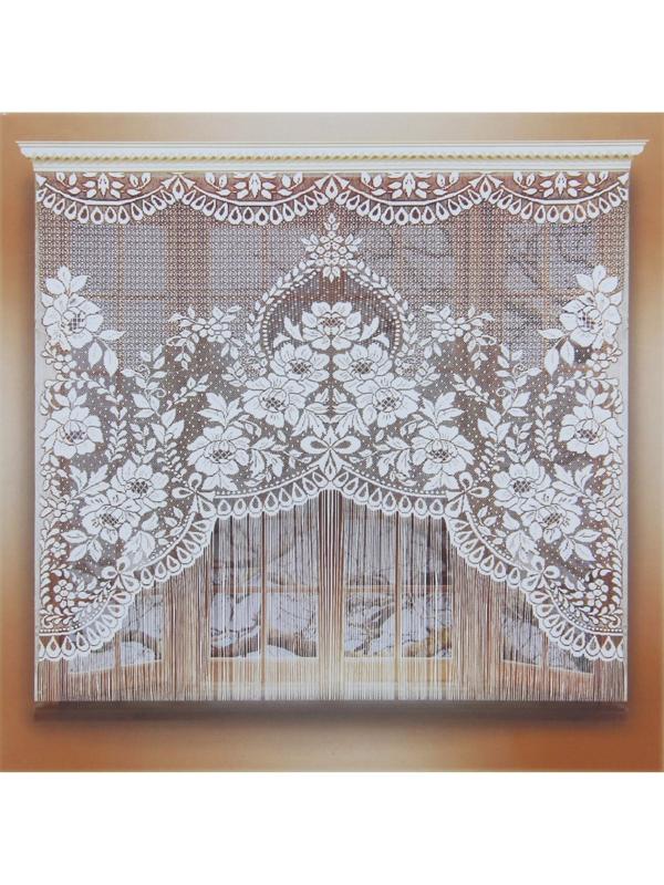 Тюль на кухню без шторной ленты, размер 169х162 см, цвет белый, 100% полиэстер