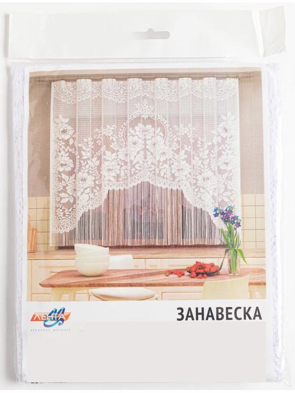 Тюль на кухню без шторной ленты, размер 169х162 см, цвет белый, 100% полиэстер