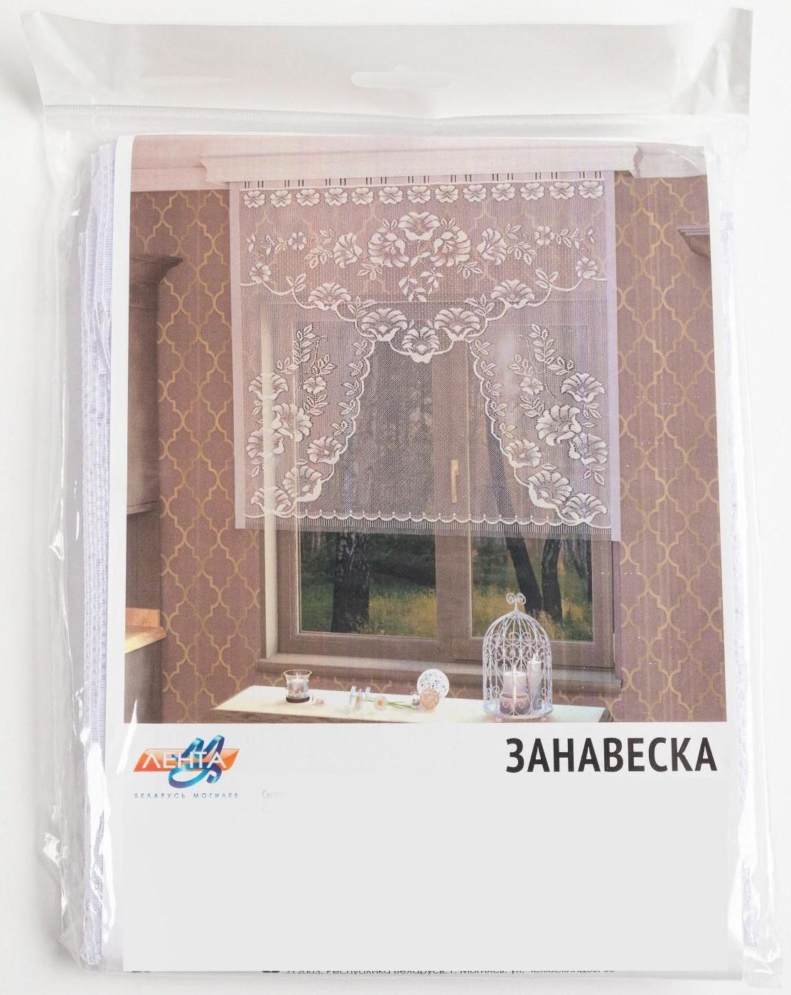 Тюль на кухню без шторной ленты, 110х120 см, цвет белый, 100% полиэстер