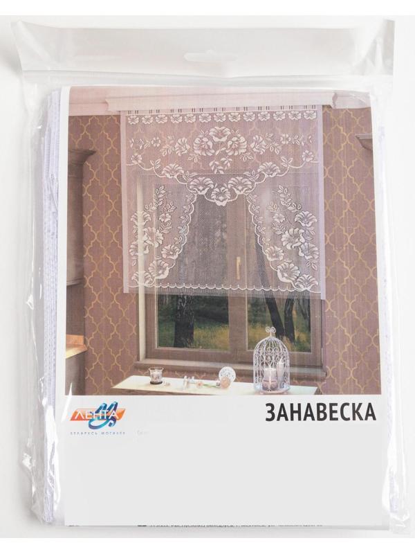 Тюль на кухню без шторной ленты, 110х120 см, цвет белый, 100% полиэстер