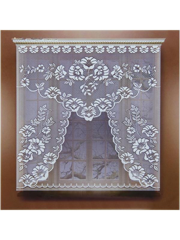 Тюль на кухню без шторной ленты, 110х120 см, цвет белый, 100% полиэстер