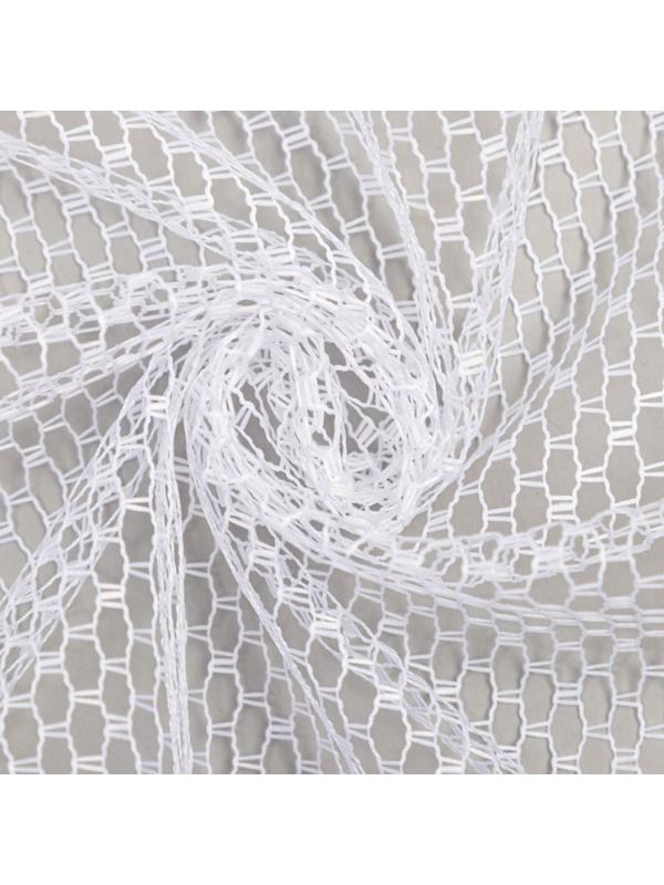 Тюль на кухню без шторной ленты, 110х120 см, цвет белый, 100% полиэстер