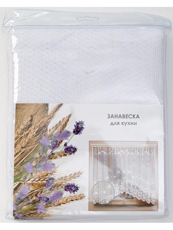 Тюль на кухню со шторной лентой, 305х165 см, цвет белый, 100% полиэстер