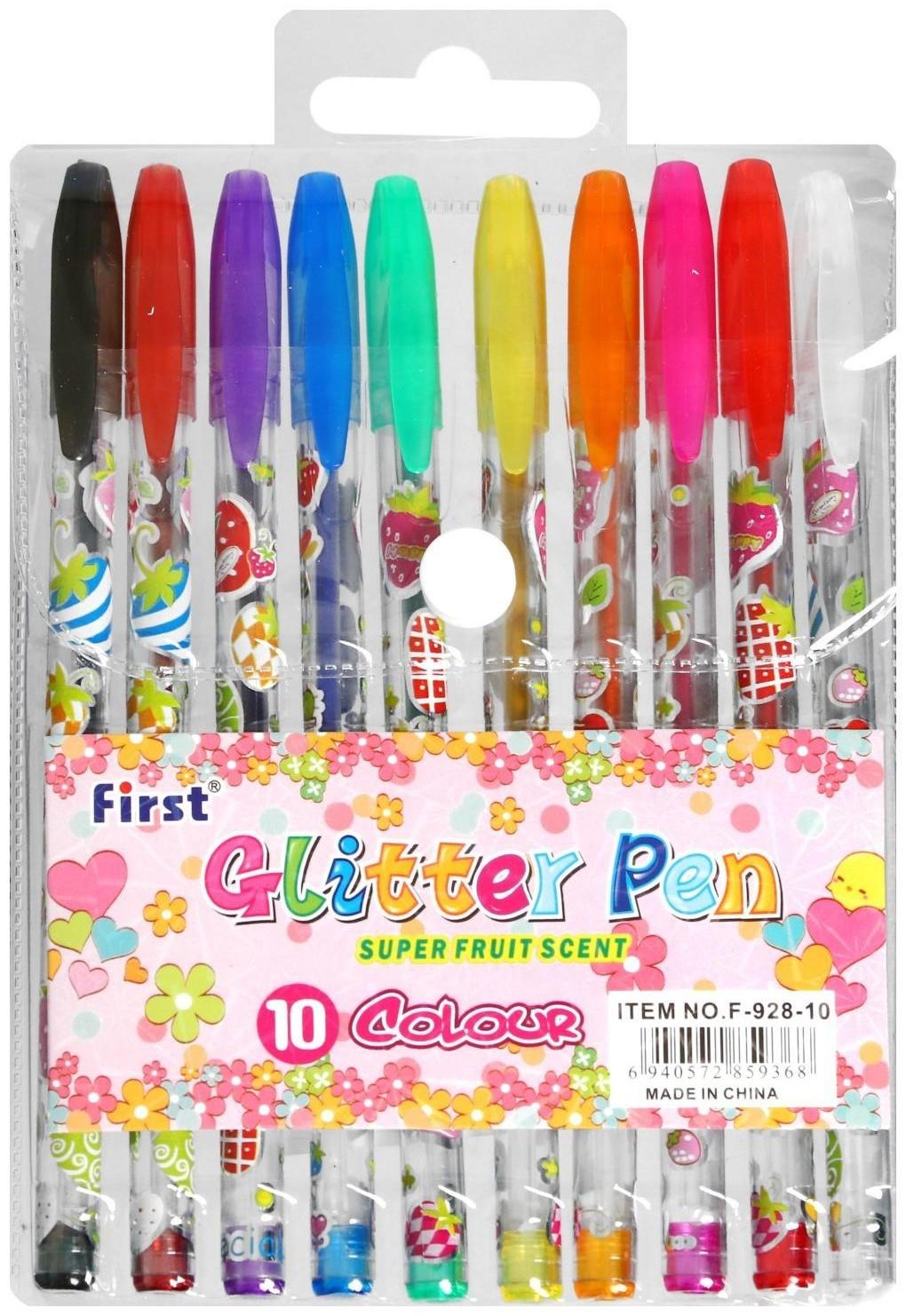 Набор гелевых ручек, 10 цветов, металлик, корпус с рисунком, в блистере на кнопке