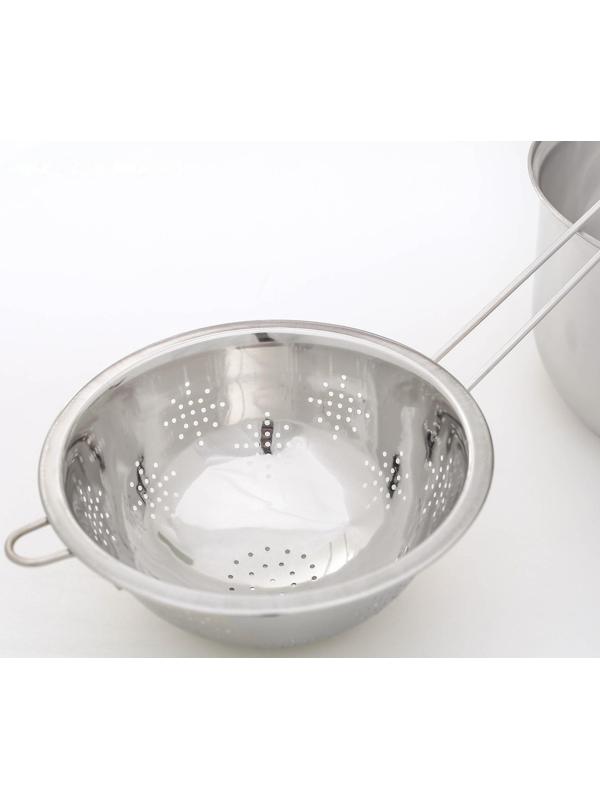 Дуршлаг из нержавеющей стали Доляна, 2 л, d=24 см, длинная ручка