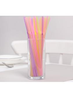 Набор одноразовых трубочек для коктейля, 0,5×21 см, 100 шт, с гофрой, цвет МИКС