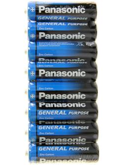 Батарейка солевая Panasonic General Purpose, AA, R6-8S, 1.5В, спайка, 8 шт.