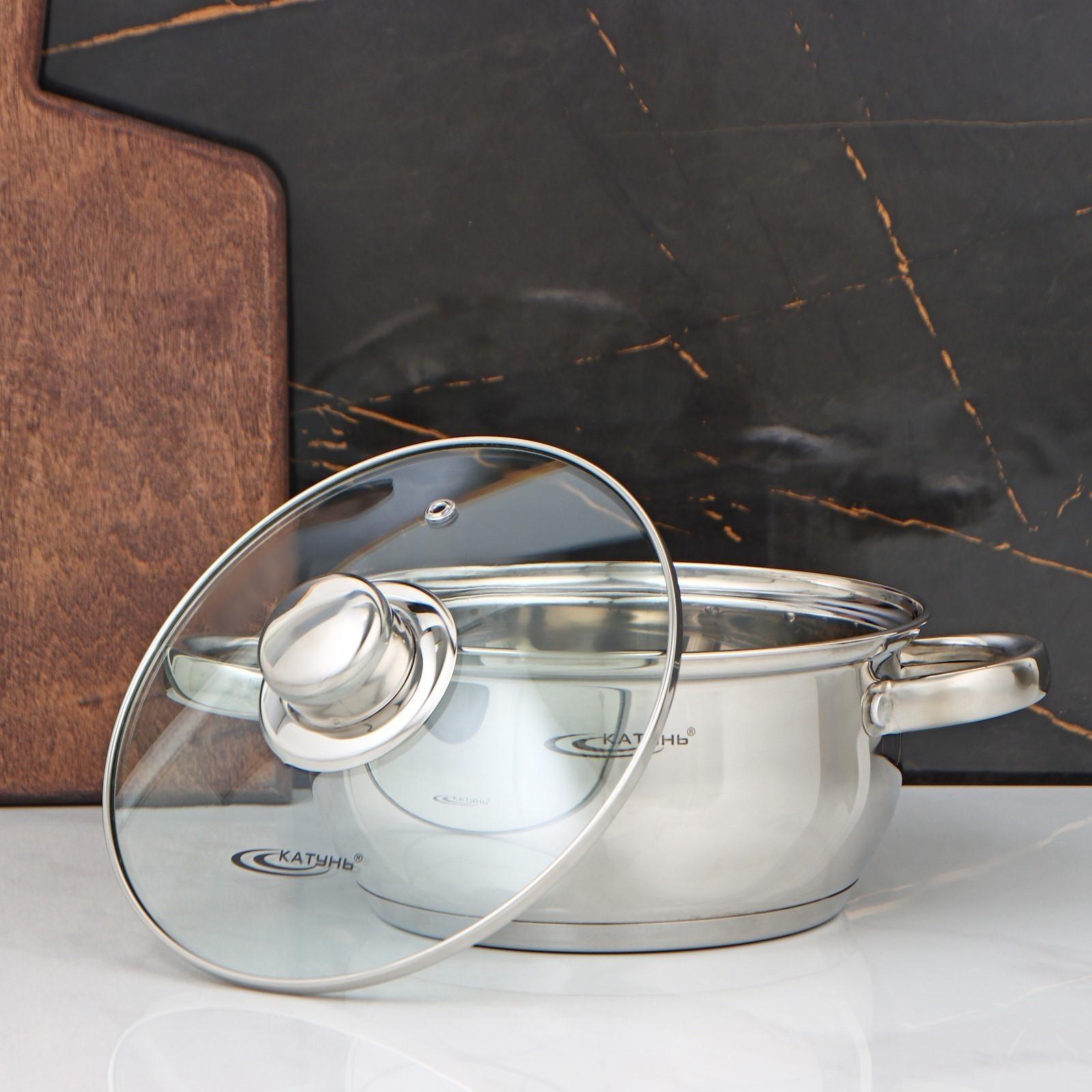 Кастрюля «Гретта», 2,2 л, d=18 см, капсульное дно, стеклянная крышка