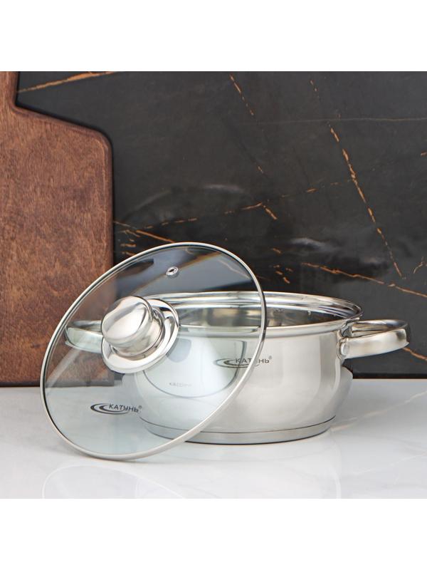 Кастрюля «Гретта», 2,2 л, d=18 см, капсульное дно, стеклянная крышка