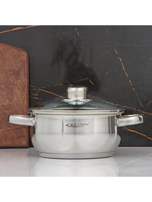 Кастрюля «Гретта», 2,2 л, d=18 см, капсульное дно, стеклянная крышка